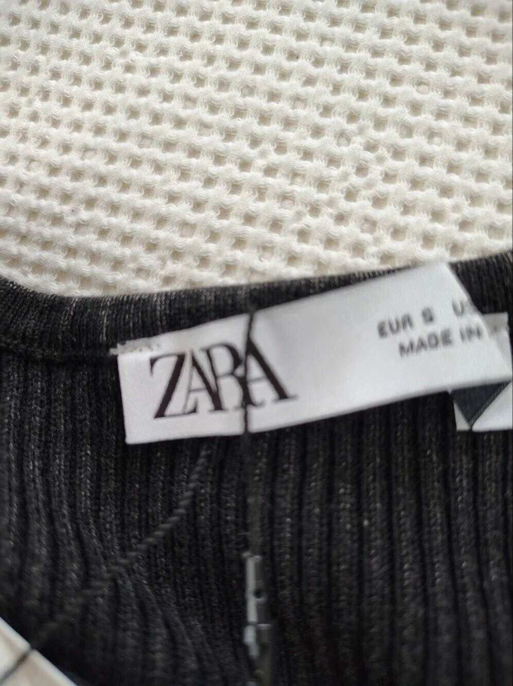 Zara Black Ribbed Off-Shoulder Cutout Blouse Size S
